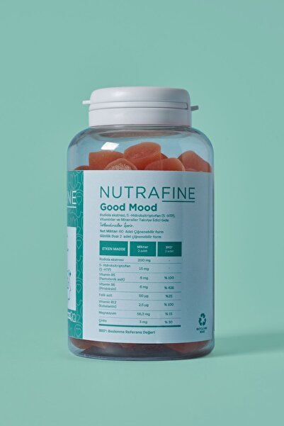 Nutrafine Good Mood Gummy, Duygu Durumu Destekleyici, 5-HTP & Rodiola İçerikli Çiğnenebilir Vitamin Gummies