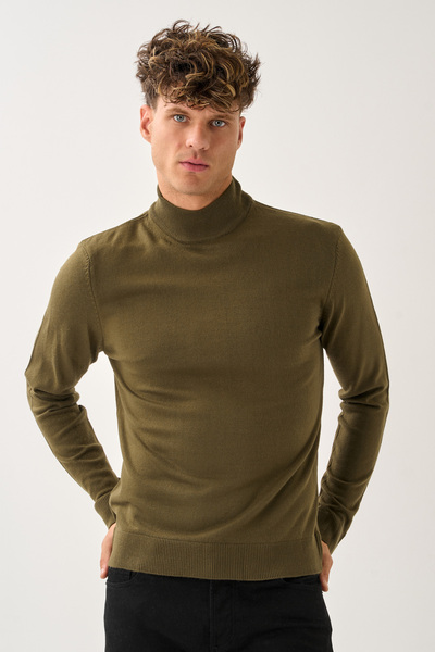 Redline Aristo Standard Fit Half Turtleneck Sweater Khaki