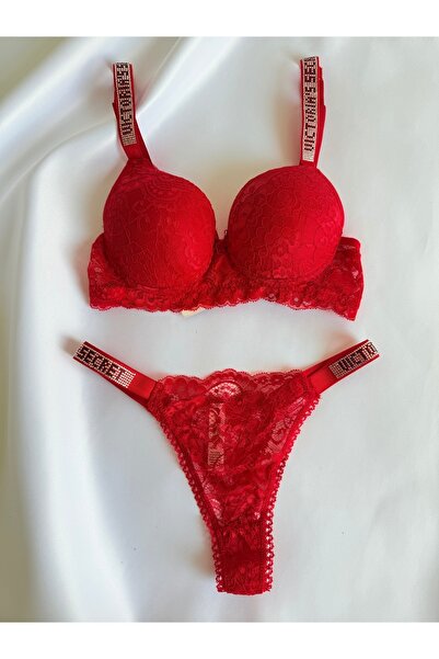 dorsha Női csipkés féltámasztott kő melltartó és tanga szett