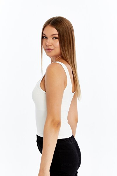 Maison La Femme Women's Wide Strap Lycra Body Ecru