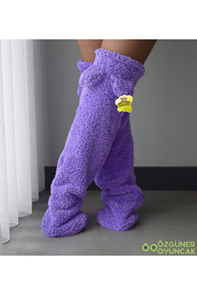 Özgüner Oyuncak Pabtex Eared Plush Socks Welsoft over the Knee Room Socks Winter Sleeping Socks Foot Warmer Long Socks