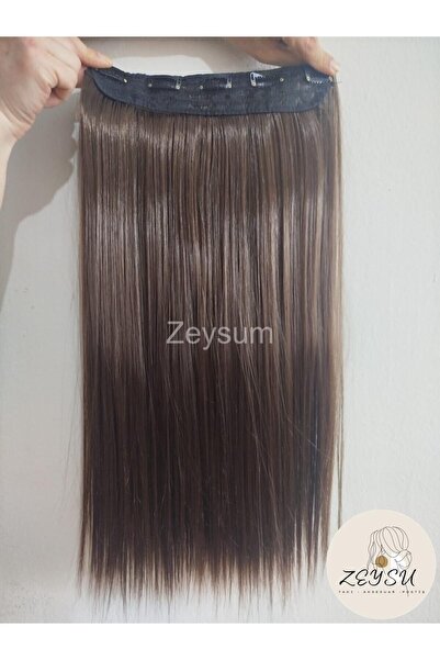 Zeysum Kestane Kahverengi Yarımay Düz Çıtçıtlı Postiş 60 Cm 120gr Isıya Dayanıklı