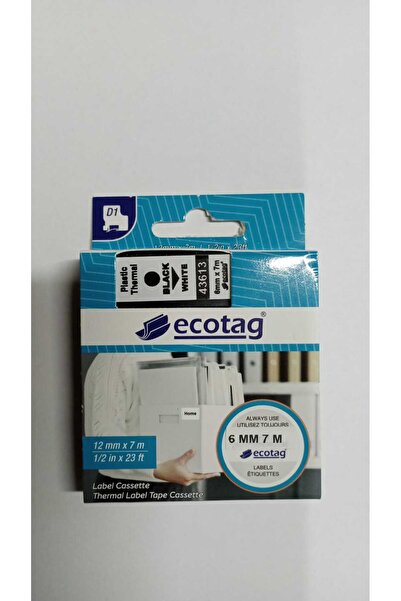 DYMO D1 ŞERİT 43613 EcotagMUADİLİ 6MM 7 M KAĞIT BEYAZ SİYAH ŞERİT ETİKET