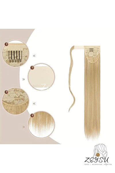 Zeysum Küllü Sarı Renk Düz At Kuyruğu Cırtcırtlı Saç Postiş Takma Saç 60 Cm Isıya Dayanıklı