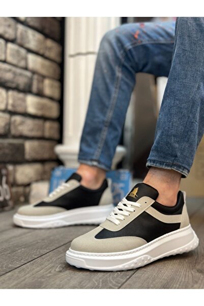 BOA BOA BA0327 - Сірі чорні чоловічі спортивні черевики на високій підошві з шнурівкою