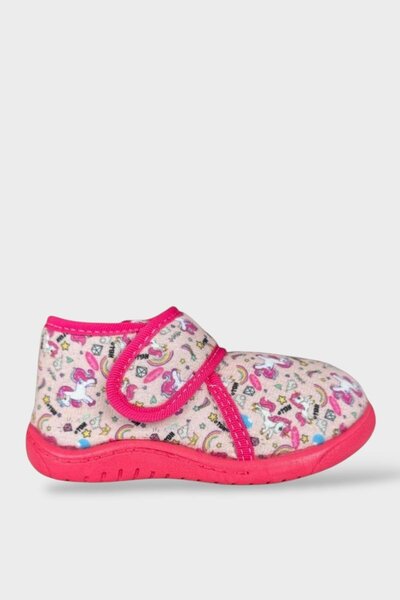Liger Fuchsia Non-Slip Sole Themed Velcro Children's Slippers - School and Nursery Home Shoes