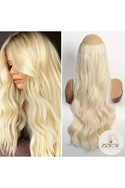 Zeysum Plaj Sarısı Yarımay Dalgalı Saç Çıtçıtlı Postiş Takma Saç 60cm 110gr Isıya Dayanıklı
