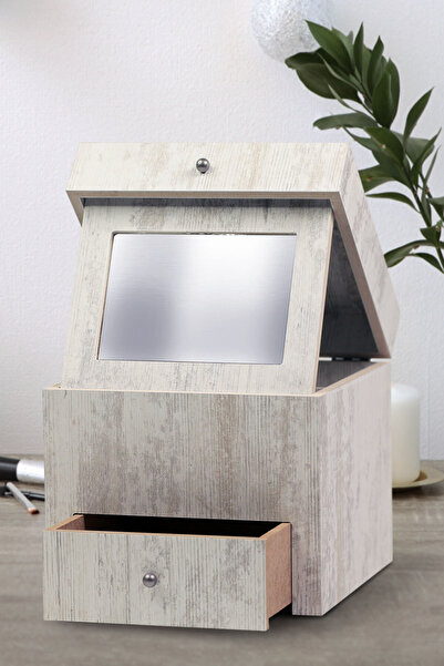 Eq deco Aynalı Makyaj ve Takı Düzenleyici Çok Amaçlı Düzenleyici Çekmeceli ve...