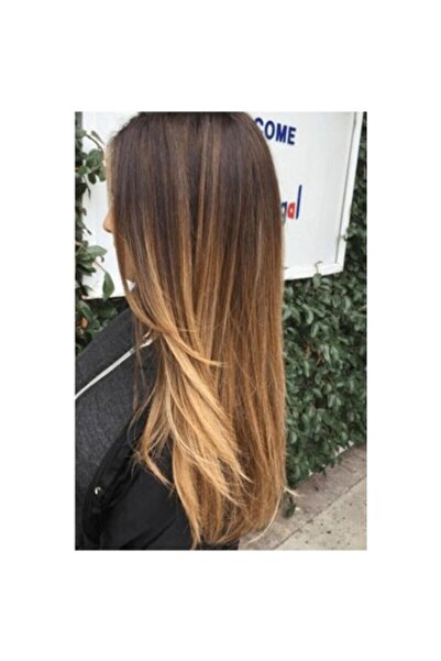 Zeysum Kahverengi Düz Sarı Ombreli Saç Çıtçıtlı Postiş Takma Saç 60 Cm 110gr ...