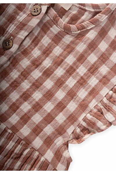 Cigit Pöti Kare Desenli Elbise 1-8 Yaş A Kahve