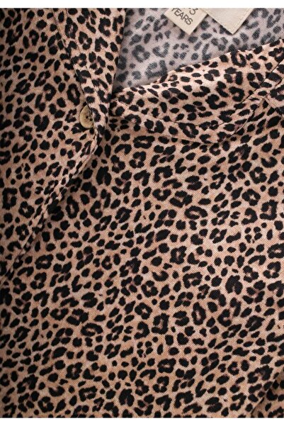 Cigit Σετ πιτζάμες με γιακά πουκάμισο με στάμπα 2-8 ετών Λεοπάρ