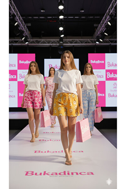 FASON TASARIM Bukadinca Sarı Civciv Desenli Rahat Şort