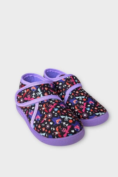 Liger Lilac Children's Slippers - Non-Slip Sole, Velcro School Nursery Home Shoes