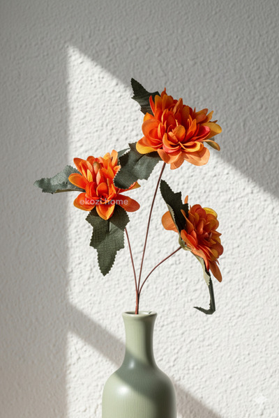 Dekosimge Yapay Dahlia, Yıldız Çiçeği, Uzun Saplı, 60 cm 3 Başlı