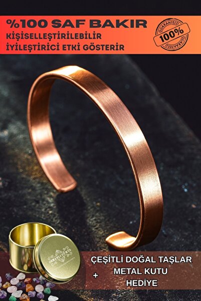 OSMANLI GÜMÜŞ Saf Bakır Bileklik Kişiselleştirebillir Düz Model Metal Kutu Ku...