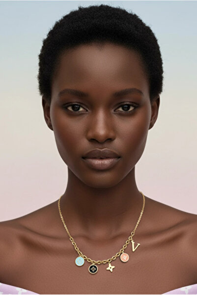 Rednose Aparat Charm Mineli Gold Çelik Kolye modern stil gece günlük abiye za...