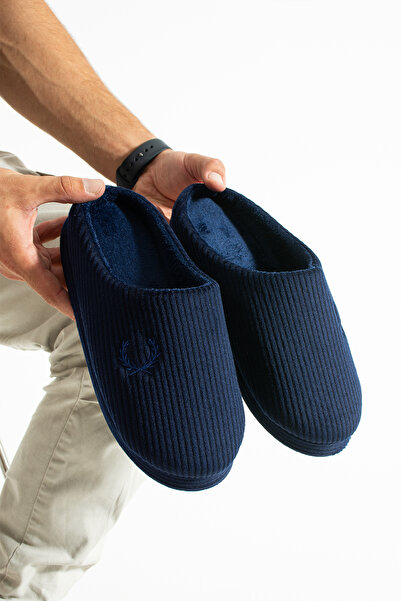 Moda Devrin Navy Blue Corded Non-Slip Silent Slippers (Washable)