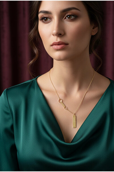 Rednose İyi Şanslar Gold Çelik Kolye 45 cm + Uzatma modern stil gece günlük abiye zarif şık