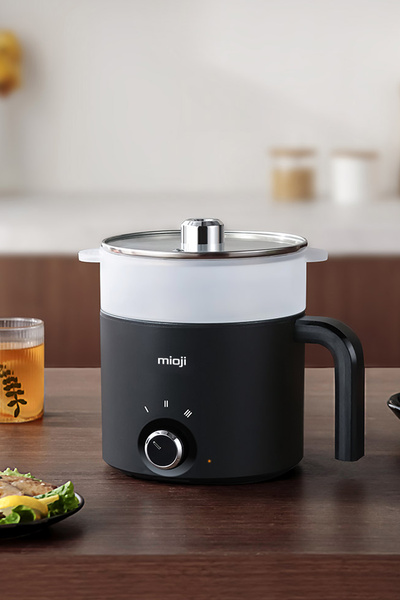 Mioji Mio EP35 600W 1.8L Çok Fonksiyonlu Buharlı ve Yağda Pişirme Özellikli Elektrikli Pişirici Siyah