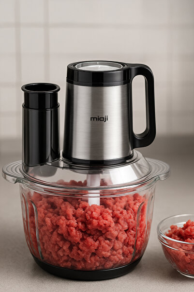 Mioji Mio MX20 1200W 5 Litre Altın Bıçak Büyük Cam Hazneli Et Kıyma Makinesi Sebze Rondo Blender Doğrayıcı