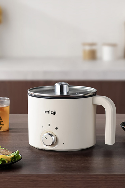 Mioji Mio EP35 600W 1.8L Çok Fonksiyonlu Buharlı ve Yağda Pişirme Özellikli Elektrikli Pişirici Beyaz