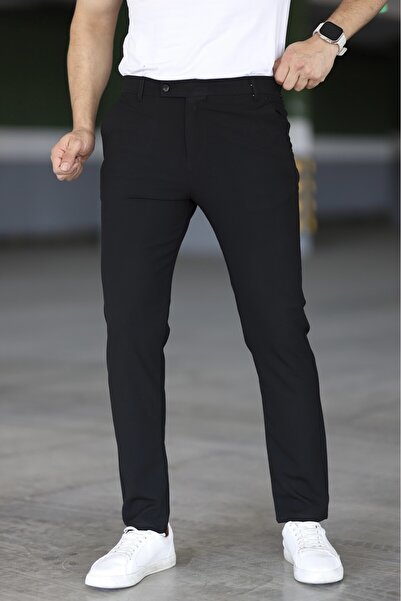 Gussi Чоловічі чорні якісні еластичні брюки зі струнким кроєм