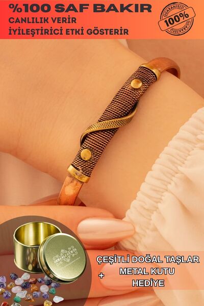 OSMANLI GÜMÜŞ Kadın Bakır Bileklik - Beyza Model Kadın Bakır Kelepçe Bileklik...