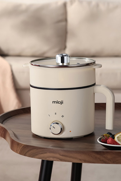 Mioji Mio EP35 600W 1.8L Çok Fonksiyonlu Buharlı ve Yağda Pişirme Özellikli Elektrikli Pişirici Beyaz