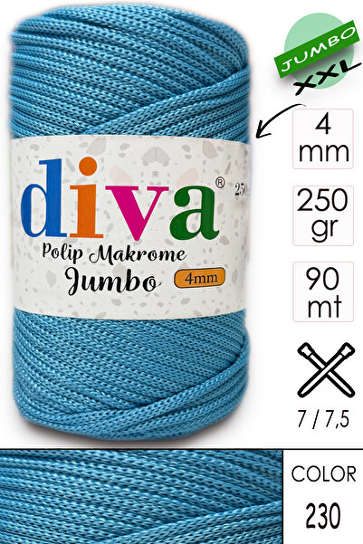 Diva İplik PP Макроме Джумбо 250 г (4 мм) 230 Океан