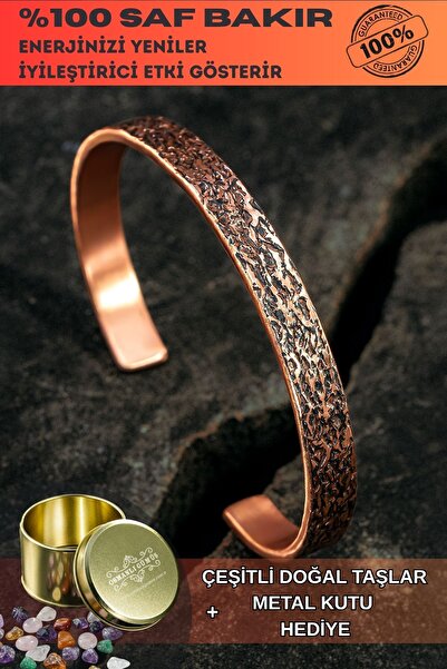 OSMANLI GÜMÜŞ Ağaç Kabuğu Model Bakır Bileklik El Işçiliği Kelepçe Metal Kutu...