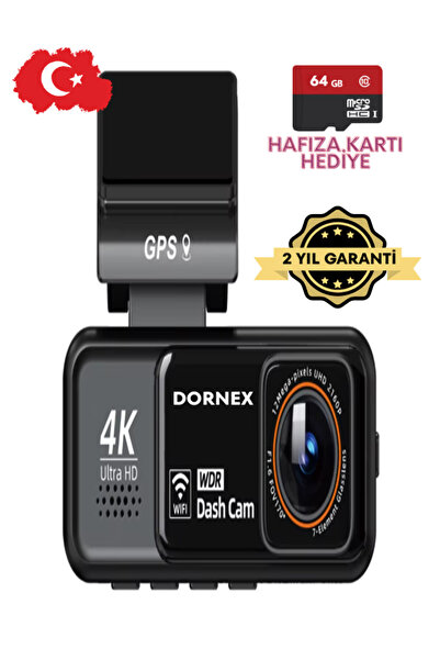 DORNEX ELEKTRONİK DORNEX ARAÇ İÇİ KAMERA WİFİ GPS 4K Uyumlu
