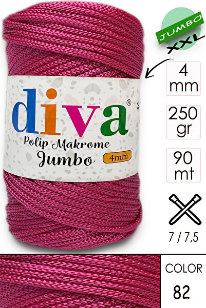 Diva İplik PP Makrome Jumbo 250 gr (4 mm) 82 Fuşya