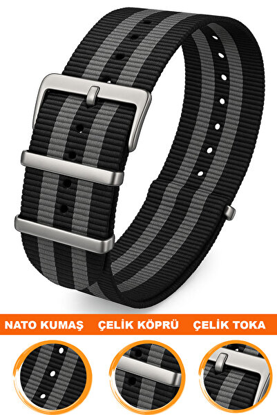 COBRA 22mm Fossil-Welder-Casio-Seiko-Omega-Armani Saat Uyumlu Nato Tekstil Ku...