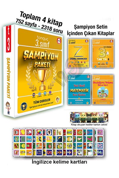 Tonguç Yayınları 3. Sınıf Şampiyon Paketi Seti 2026 İngilizce Kelime Kartları