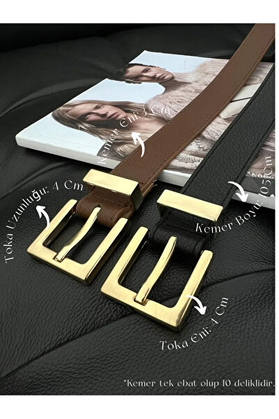 Fiori Pachet de 2 curele pentru femei cu cataramă pătrată, curea pentru panta...