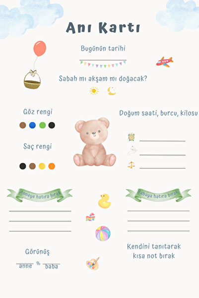 shop Baby Shower Anı Kartı (10 ADET ) 12*17 cm