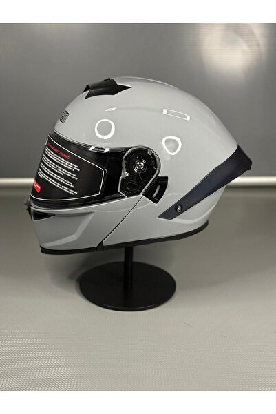 WOSEN Ws-202 Güneş Gözlüklü Çene Açılır Kask Şeffaf Vizörlü Cement Grey