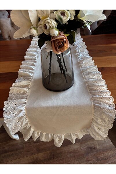 NURGİTA HOME 100% бавовна, сирий льон, фістовий, з рюшами, овальний бігунок (45X140) БІЛИЙ