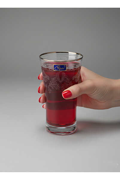 DECOSTYLE Ottoman Gümüş Kaplama Paşabahçe Azur Lux Meşrubat & Su Bardağı – 300 cc Premium Sunum