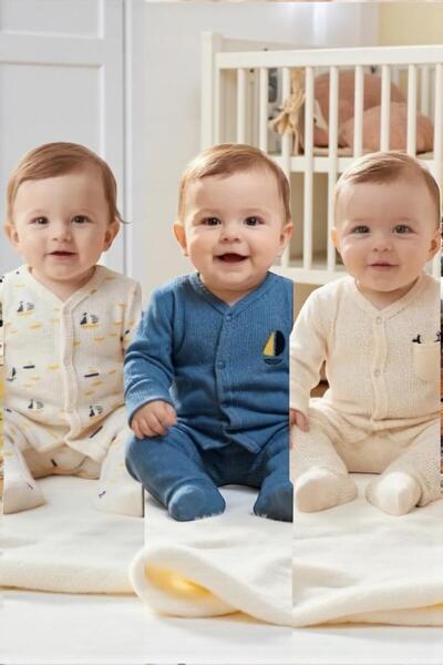 Necix's Altıntaş Baby Sailing Patterned One Size Jumpsuit