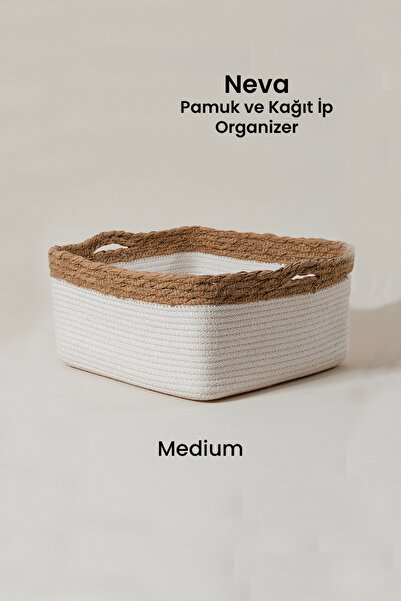 Marrien Neva Cotton and Paper String Organizer |   Ecru 18X18X8 Kitchen, Bathroom & Cabinet Organizer