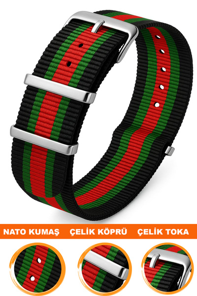 COBRA سوار ساعة نسيج ناتو مقاس 18 ملم - متوافق مع Fossil-Welder-Casio-Seiko-O...