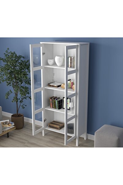 Sakura Ahşap Sakura Romy Cam Kapaklı Kitaplık-wood Beyaz-minifiks Bağlantılı