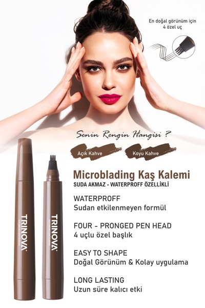 Trinova Açık Kahve Microblading Etkili Kaş Kalemi Jumbo Boy