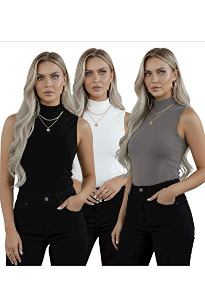 hashtag Body din viscoză, fără mâneci, cu trei piese, pentru femei