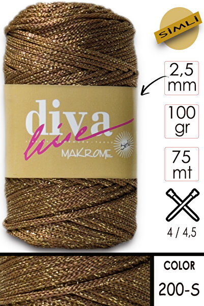 Diva İplik Diva Makrome Ipi Simli 200s Kahve