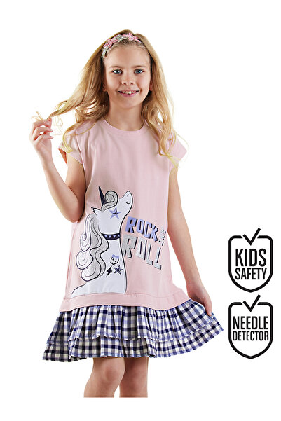 Denokids Unicorn Rock Kız Çocuk Ekose Elbise
