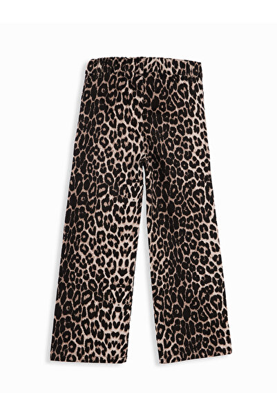 Denokids Leopar Desenli Kız Çocuk Gabardin Pantolon
