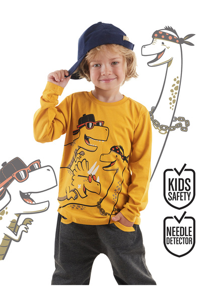 Denokids Boy's Dinos PaTTErnEd Cool T-Shirt and SwEaTpanTs SET