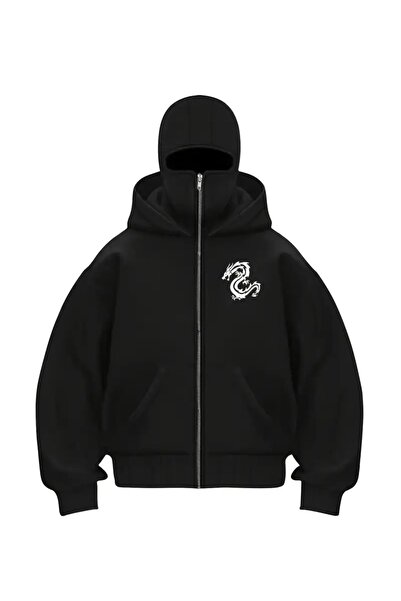 LAND MODA Φούτερ Ninja Unisex με μάσκα χιονιού Ζακέτα με 2 νήματα χοντρό φλις